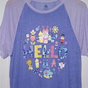 Disney It’s a Small World Women’s HELLO Purple Graphic Tee